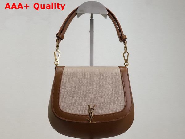 Saint Laurent Voltaire Top Bandle Bag in Canvas Desert Dust Brick Replica