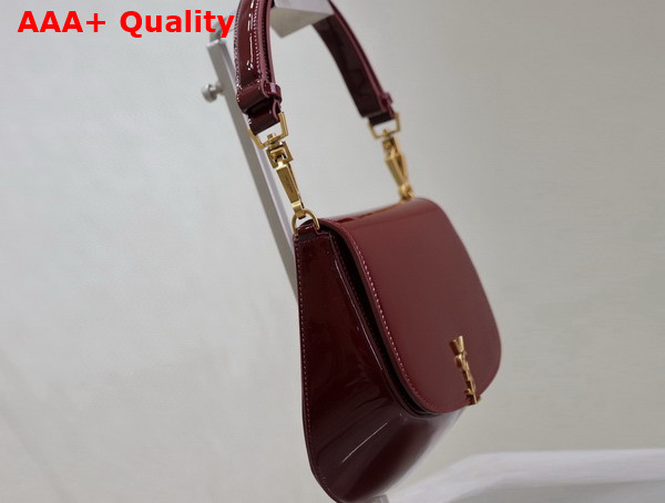 Saint Laurent Voltaire Top Handle in Patent Leather Dark Red Wine Replica