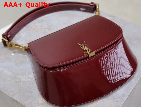 Saint Laurent Voltaire Top Handle in Patent Leather Dark Red Wine Replica