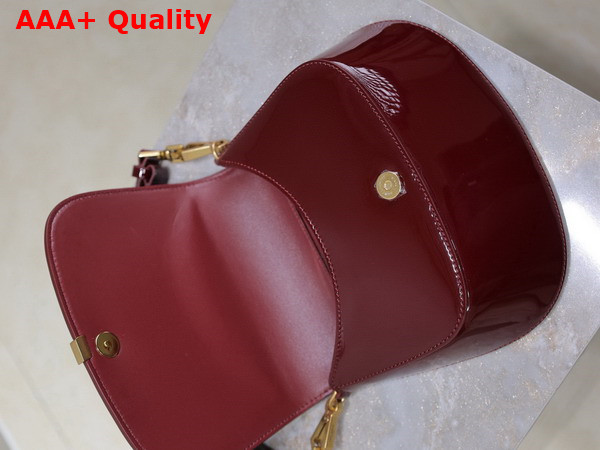 Saint Laurent Voltaire Top Handle in Patent Leather Dark Red Wine Replica