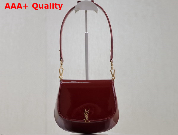 Saint Laurent Voltaire Top Handle in Patent Leather Dark Red Wine Replica