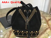 Saint Laurent Y Studded Small Bucket Bag in Black Suede Replica