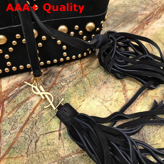 Saint Laurent Y Studded Small Bucket Bag in Black Suede Replica