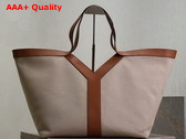 Saint Laurent Y Tote in Canvas and Leather Beige Replica