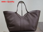 Saint Laurent Y Tote in Leather Purple Brown Replica