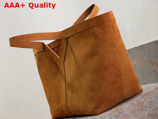 Saint Laurent Y Tote in Suede Dark Caramel Cognac Replica