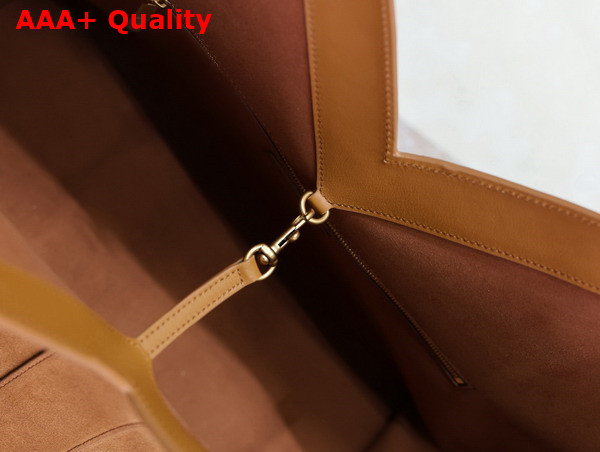 Saint Laurent Y Tote in Suede Dark Caramel Cognac Replica