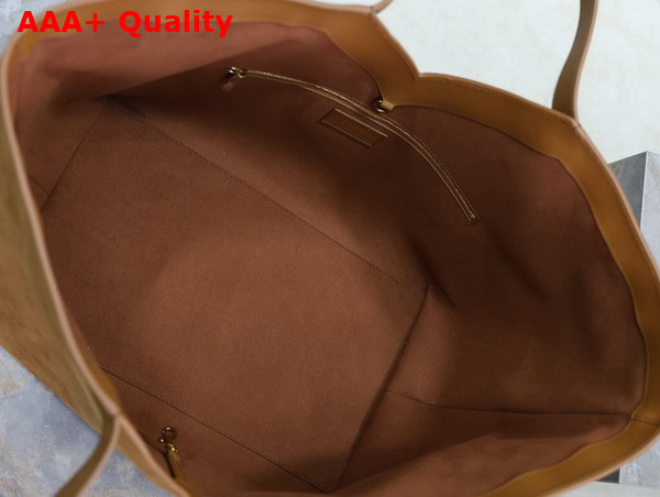 Saint Laurent Y Tote in Suede Dark Caramel Cognac Replica