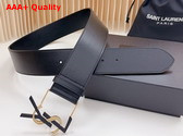 Saint Laurent YSL Bucklet Wide Belt in Black Smooth Leather with Gold and Black Metal Replica