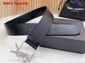 Saint Laurent YSL Bucklet Wide Belt in Black Smooth Leather with Silver Metal Replica