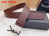 Saint Laurent YSL Bucklet Wide Belt in Dark Red Smooth Leather Replica