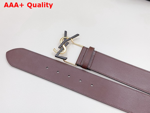 Saint Laurent YSL Bucklet Wide Belt in Dark Red Smooth Leather Replica