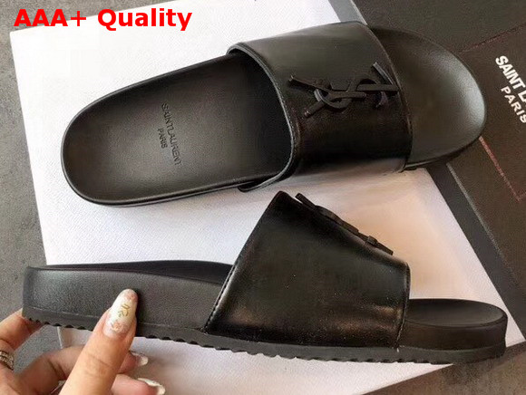 Saint Laurent YSL Logo Mules in Black Replica