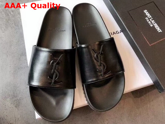 Saint Laurent YSL Logo Mules in Black Replica