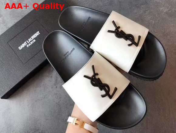 Saint Laurent YSL Logo Mules in White Replica