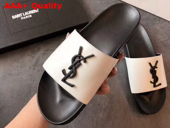 Saint Laurent YSL Logo Mules in White Replica