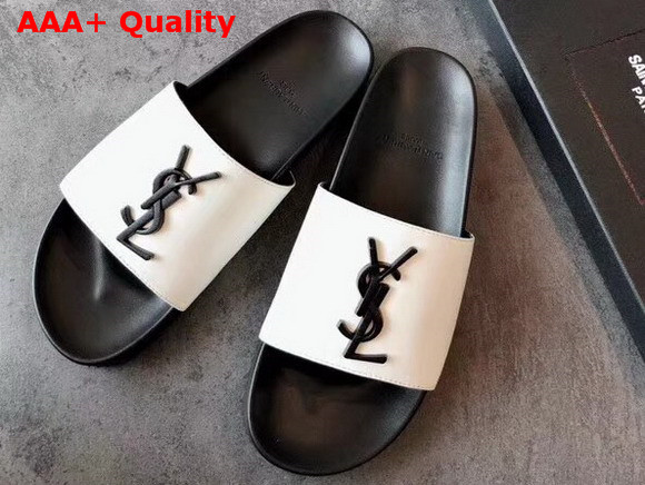 Saint Laurent YSL Logo Mules in White Replica