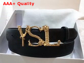 Saint Laurent YSL Monogram Logo Buckle Belt in Black Smooth Leather Replica