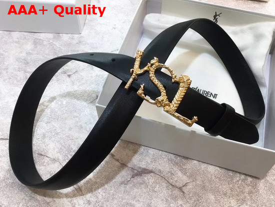Saint Laurent YSL Monogram Logo Buckle Belt in Black Smooth Leather Replica