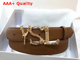 Saint Laurent YSL Monogram Logo Buckle Belt in Brown Smooth Leather Replica