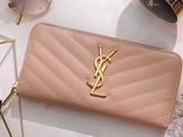 Saint Laurent Zip Around Wallet in Powder Grain De Poudre Textured Matelasse Leather For Sale