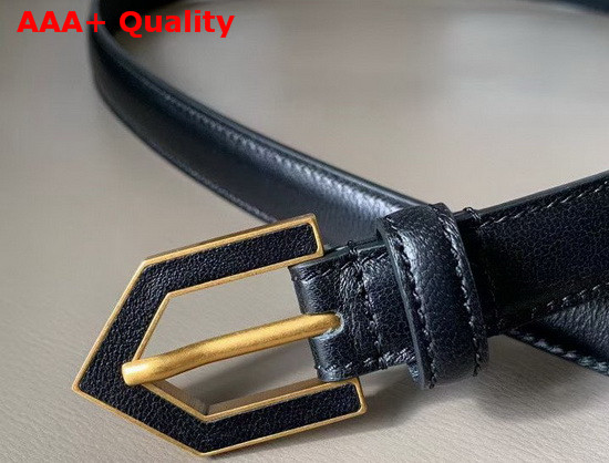 Saint Triangle Buckle Belt in Soft Lambskin Black Replica