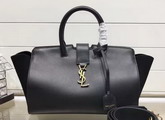 Small Monogram Saint Laurent Downtown Cabas Bag in Black Leather and Suede For Sale