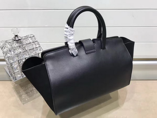 Small Monogram Saint Laurent Downtown Cabas Bag in Black Leather and Suede For Sale