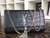 Tassel Satchel In Black Crocodile for Sale
