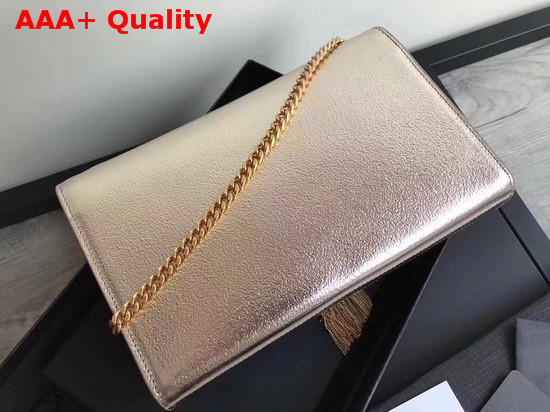 Ysl Kate Medium with Tassel in Light Gold Metallic Calfskin Leather Replica