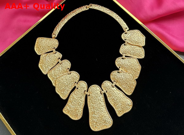 Schiaparelli Abstract Necklace in Textured Gold Brass Replica