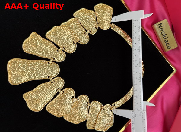 Schiaparelli Abstract Necklace in Textured Gold Brass Replica