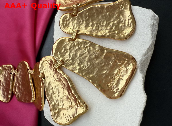 Schiaparelli Abstract Necklace in Textured Gold Brass Replica