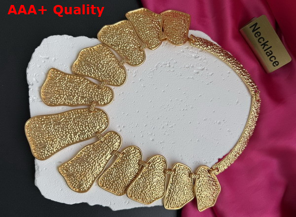 Schiaparelli Abstract Necklace in Textured Gold Brass Replica