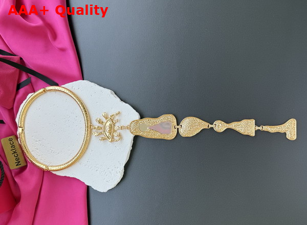 Schiaparelli Codes Breastplate Necklace in Hammered Gold Brass Replica