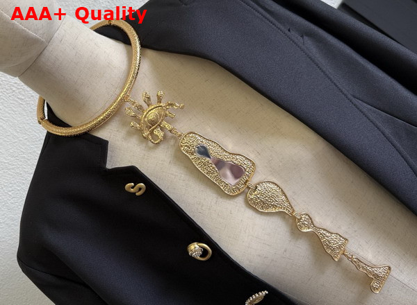 Schiaparelli Codes Breastplate Necklace in Hammered Gold Brass Replica
