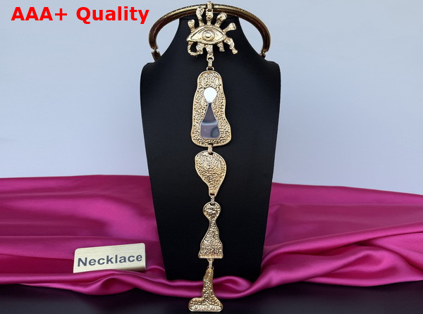 Schiaparelli Codes Breastplate Necklace in Hammered Gold Brass Replica