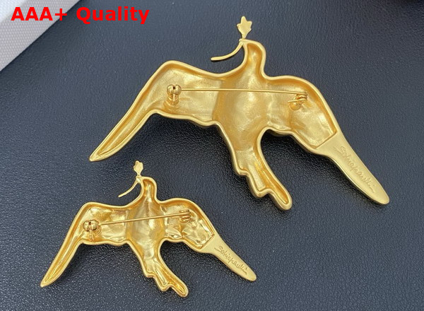 Schiaparelli Dove Brooch in Gold Metal Replica