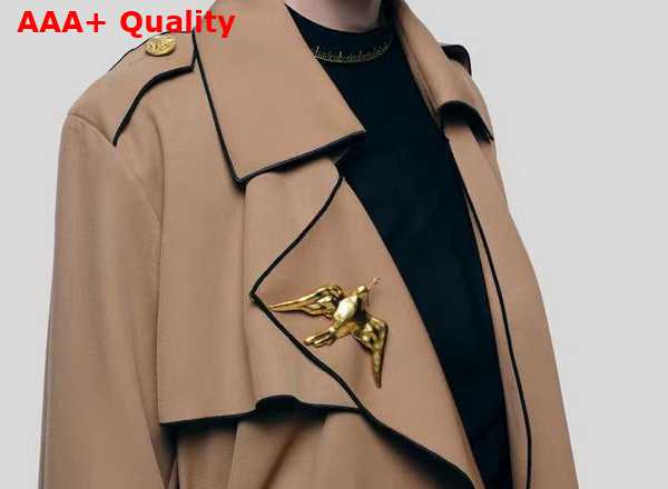 Schiaparelli Dove Brooch in Gold Metal Replica