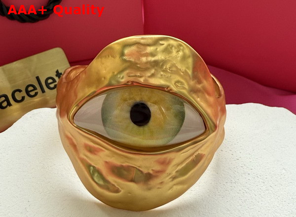 Schiaparelli Eye Bangle Bracelet in Hammered Gold Brass Replica