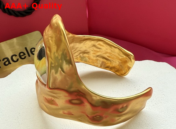 Schiaparelli Eye Bangle Bracelet in Hammered Gold Brass Replica