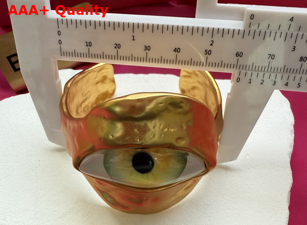 Schiaparelli Eye Bangle Bracelet in Hammered Gold Brass Replica