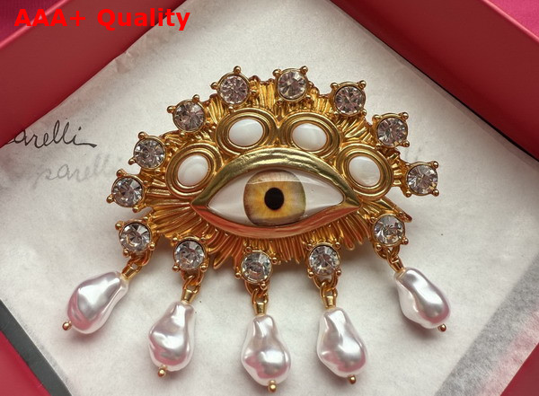 Schiaparelli Eye Brooch in Gold Brass Replica