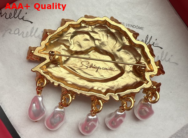 Schiaparelli Eye Brooch in Gold Brass Replica