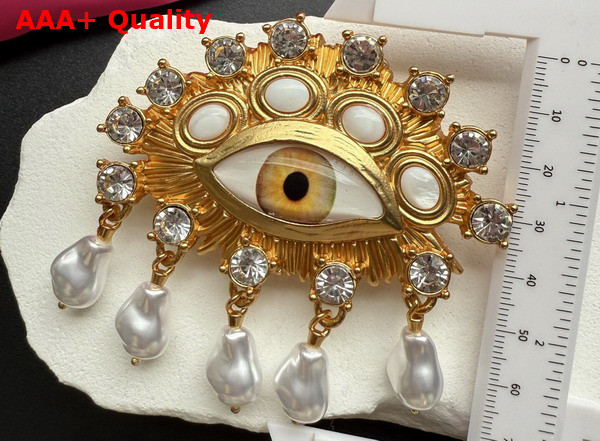 Schiaparelli Eye Brooch in Gold Brass Replica