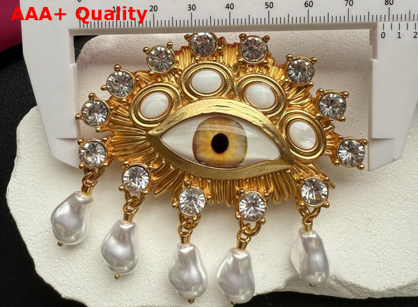 Schiaparelli Eye Brooch in Gold Brass Replica