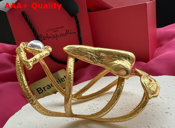 Schiaparelli Face Cuff Bracelet in Gilded Brass Replica