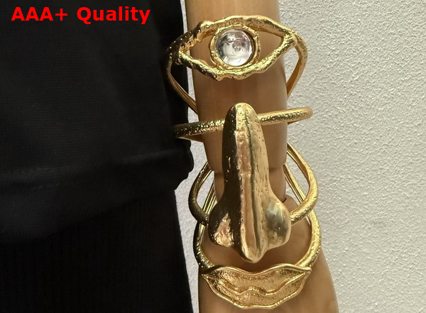 Schiaparelli Face Cuff Bracelet in Gilded Brass Replica