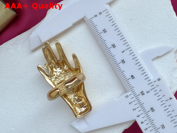 Schiaparelli Hand Ring with Rhinestone in Gold Brass Replica