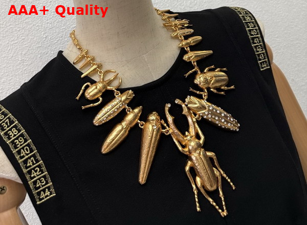 Schiaparelli Insect Necklace in Gold Plated Brass Replica